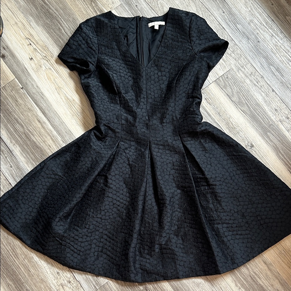 Banana Republic Black Textured Fit & Flare Mini Dress